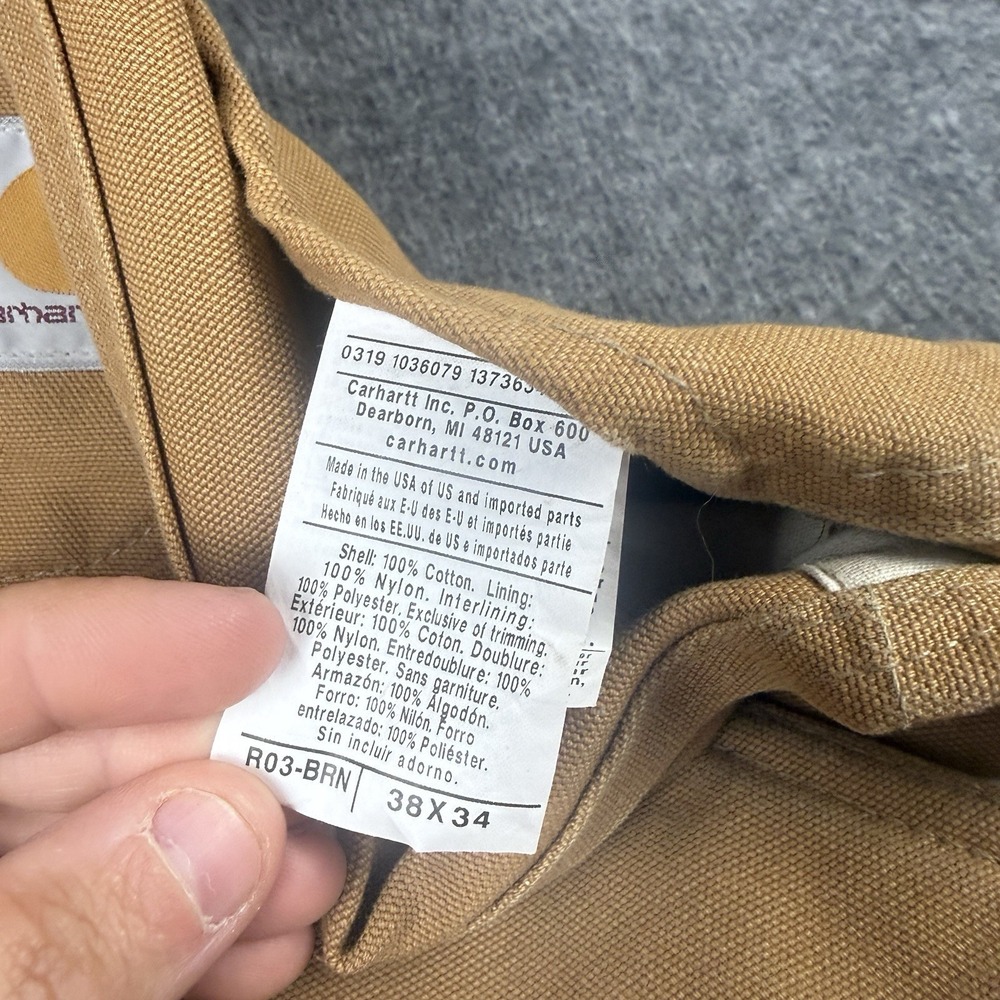 Carhartt Bibs Men 38x34 Duck Canvas Arctic Quilt Lined Insulated Overalls R03 - Picture 8 of 14